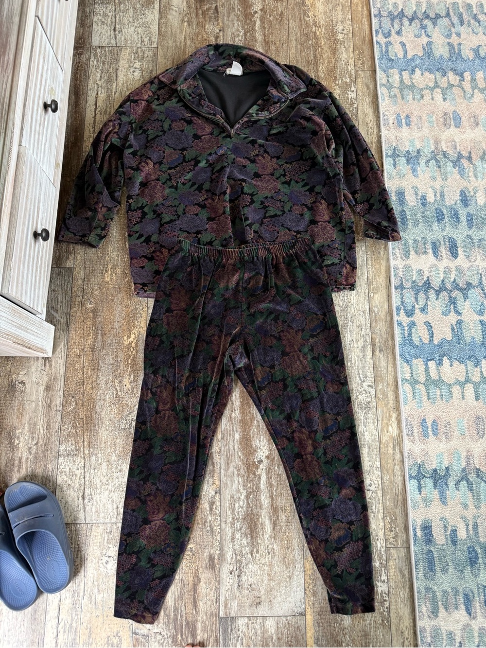 Vintage jones New York sport purple velour 2 piece set/ long sleeve top pants 2X